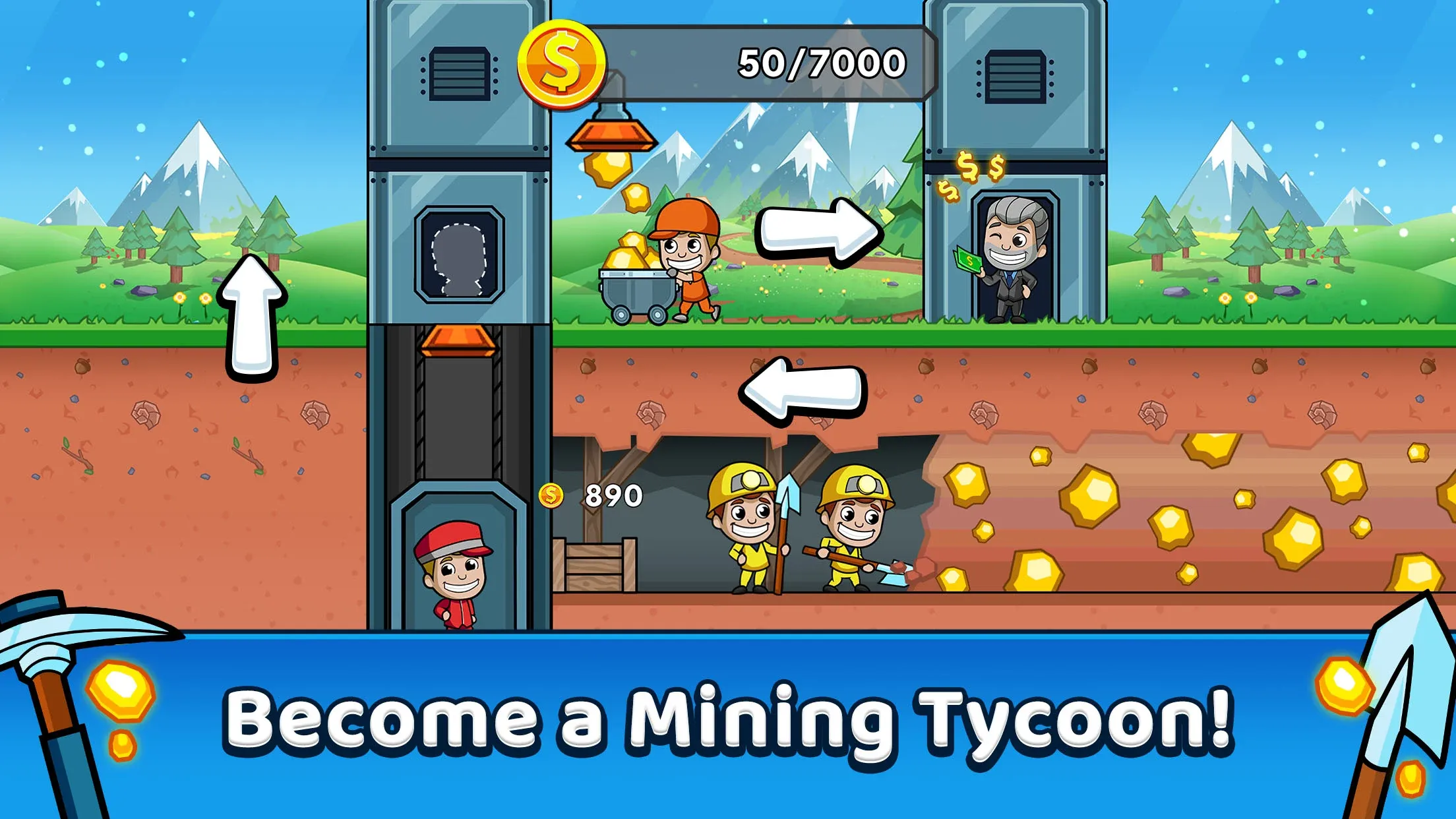 Idle Miner Tycoon: Gold & Cash v5.53.0 APK Мод (Много денег) Screenshot 1