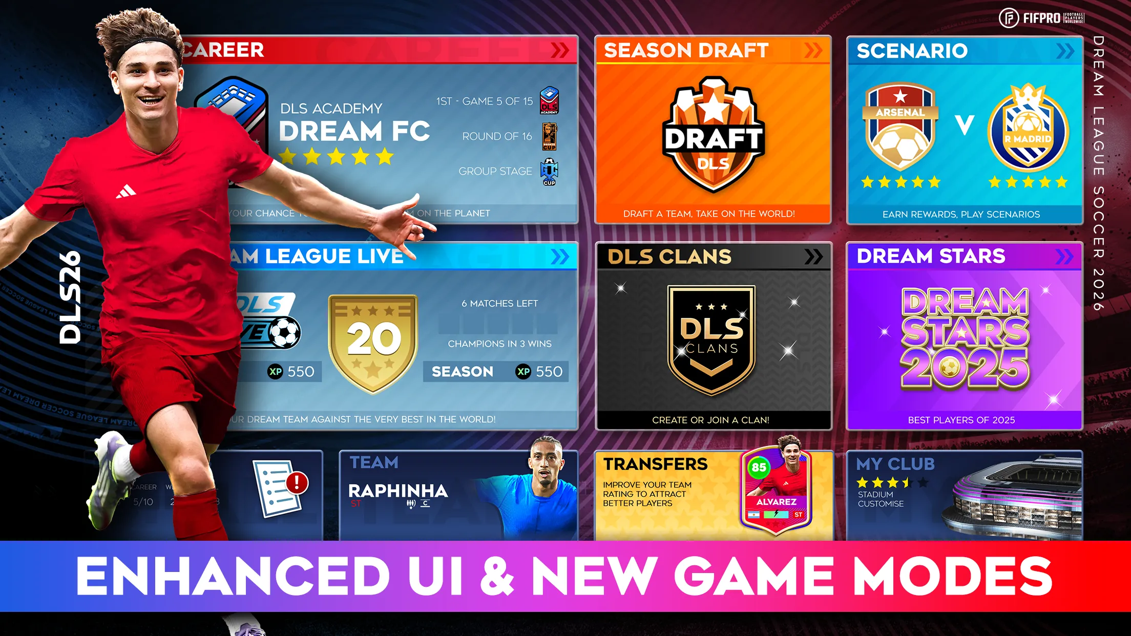 Dream League Soccer 2026 v13.130 APK Мод (Мега Меню, Тупой противник, Много энергии) Screenshot 1