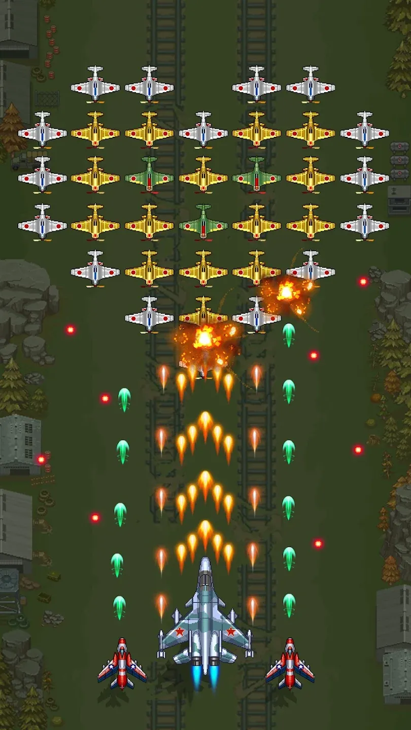 1945 Аркада Самолеты Стрелялки v15.42 APK Мод (Меню, Один удар, Режим бога) Screenshot 1