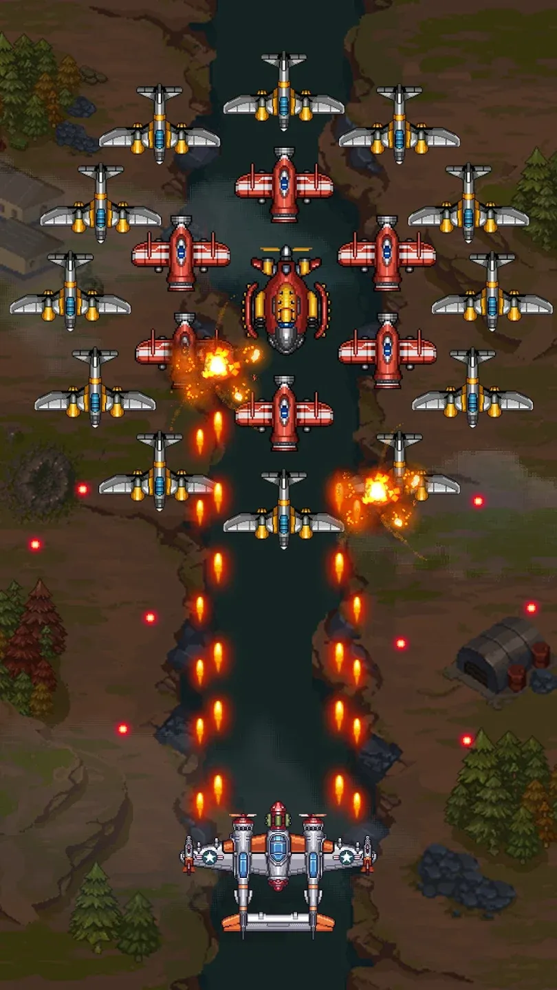 1945 Аркада Самолеты Стрелялки v15.42 APK Мод (Меню, Один удар, Режим бога) Screenshot 3