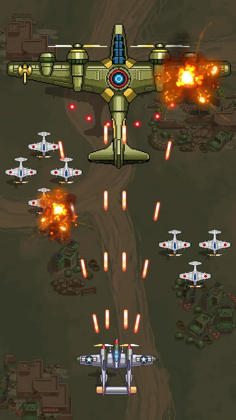 1945 Аркада Самолеты Стрелялки v15.42 APK Мод (Меню, Один удар, Режим бога) Screenshot 5