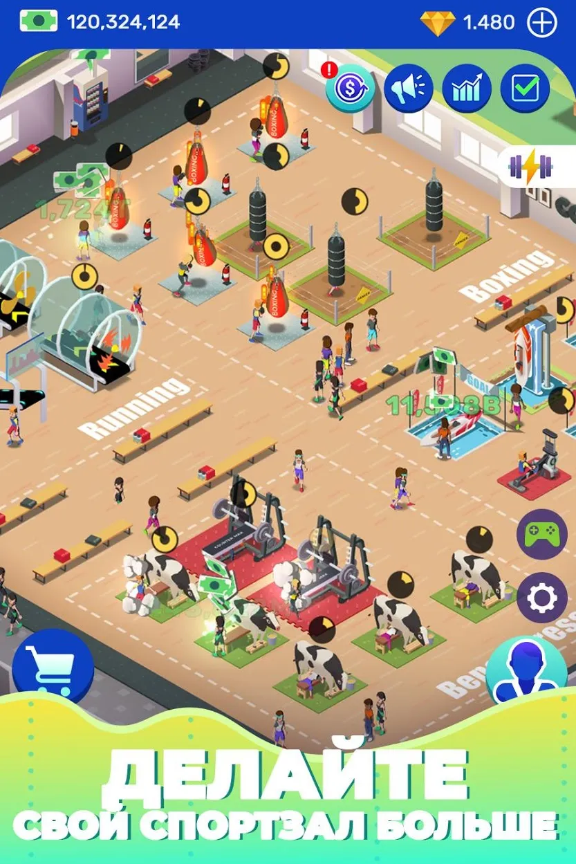 Idle Fitness Gym Tycoon v1.8 APK Мод (Много денег) Screenshot 4