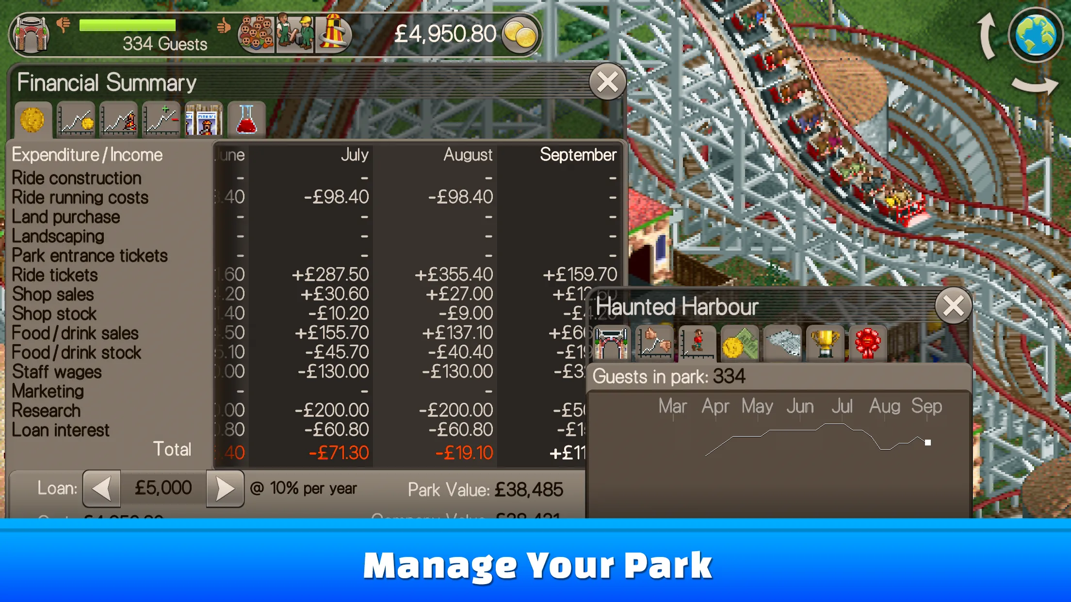 RollerCoaster Tycoon® Classic v1.2.655 APK Мод (Много денег) Screenshot 5