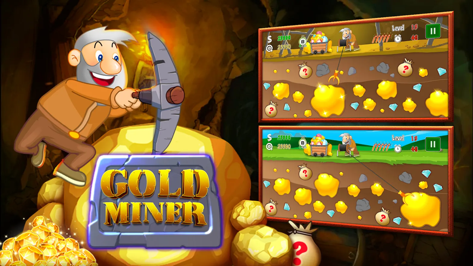 Gold Miner Classic: Gold Rush – Mine Mining Games [мод: много денег] Screenshot 1