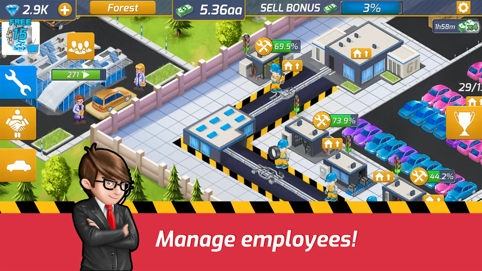 Idle Car Factory: Car Builder [мод: бесплатные покупки] Screenshot 2