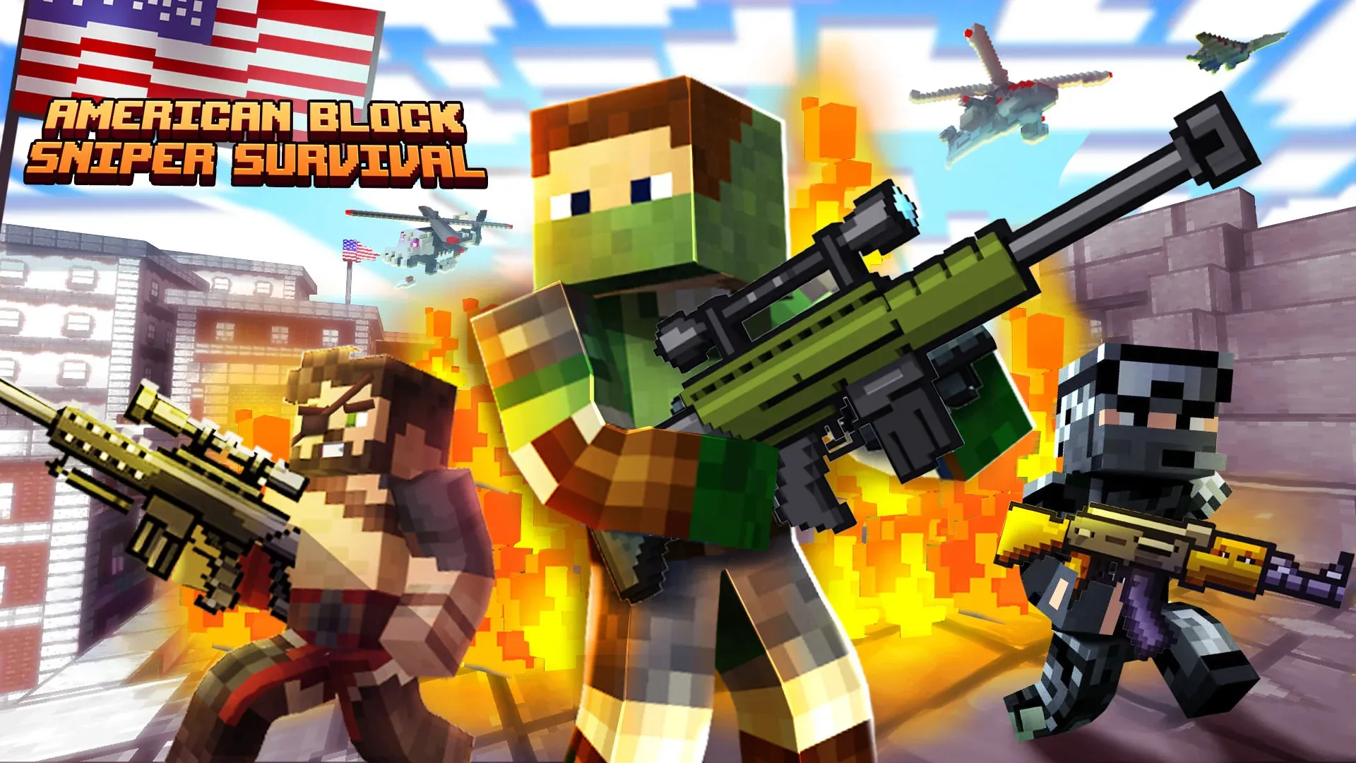 American Block Sniper Survival v1.147 APK Мод (Режим бога) Screenshot 2