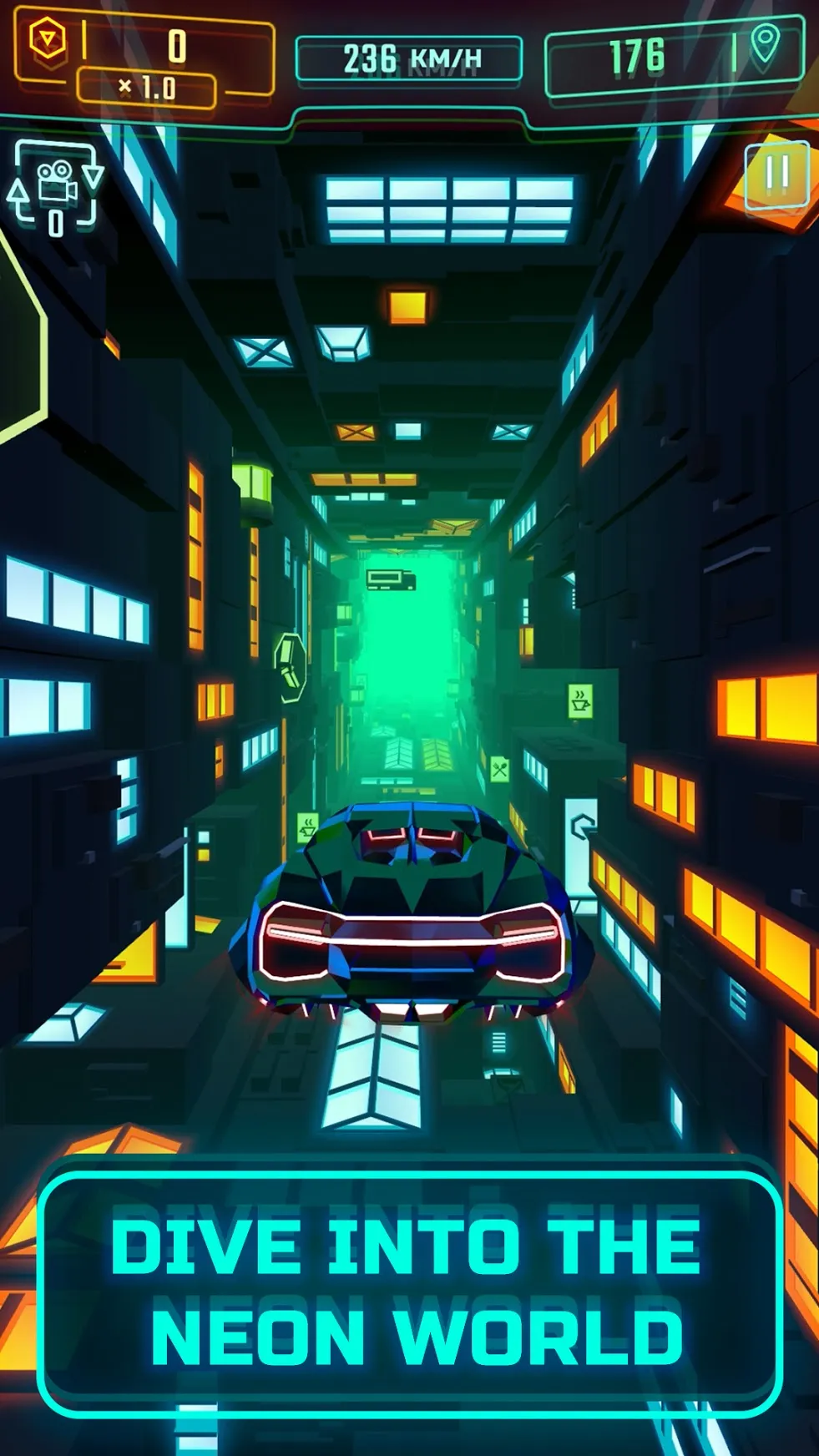 Neon Flytron: Киберпанк Симулятор Летающей Машины [мод: меньше препятствий] Screenshot 1