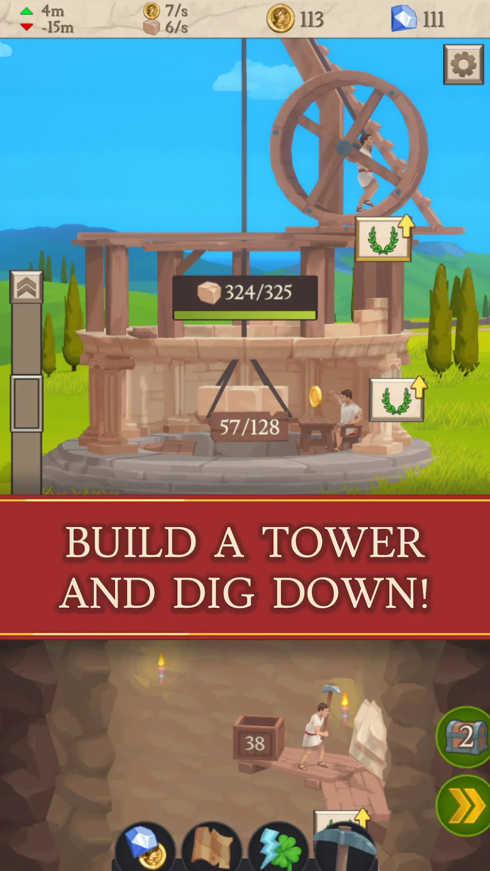 Idle Tower Miner – Добывай и строй [мод: бесплатные покупки] Screenshot 1