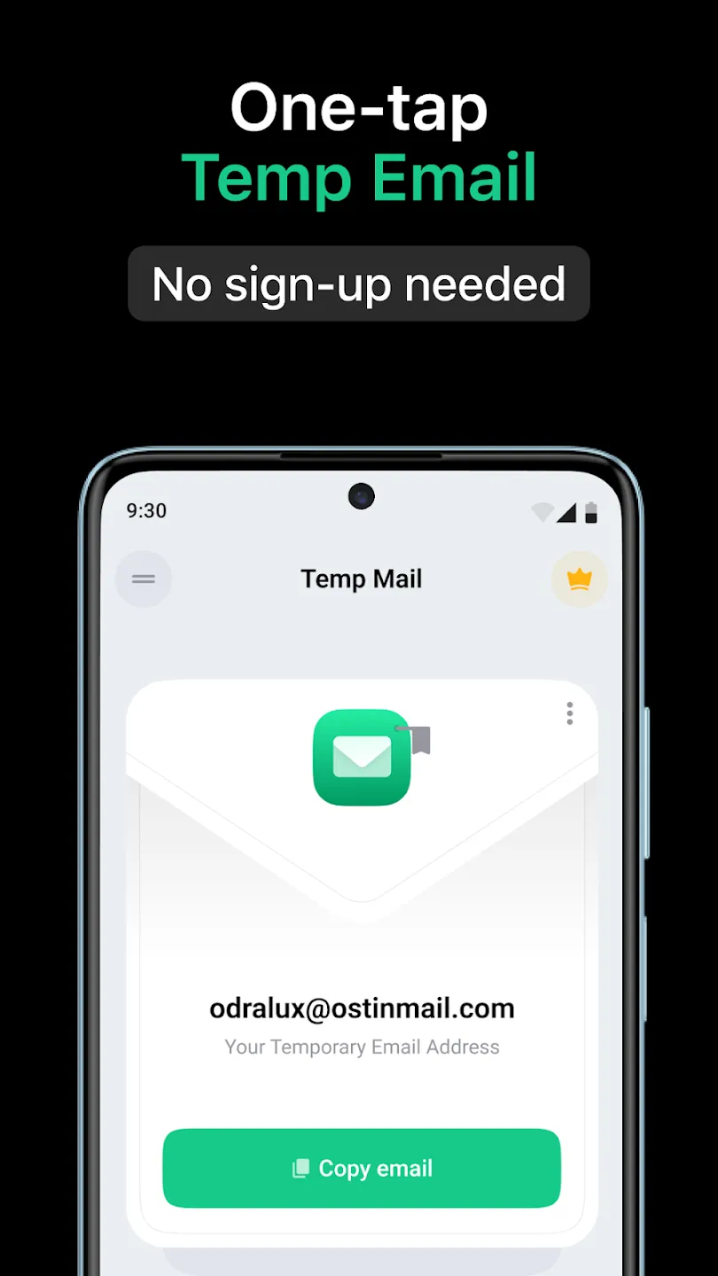 Temp Mail v4.09 b289 APK Мод (Всё открыто, Premium) Screenshot 1
