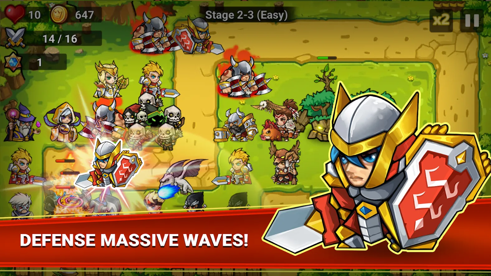 Defense Heroes: Defender War Tower Defense [мод: бесплатные покупки] Screenshot 2