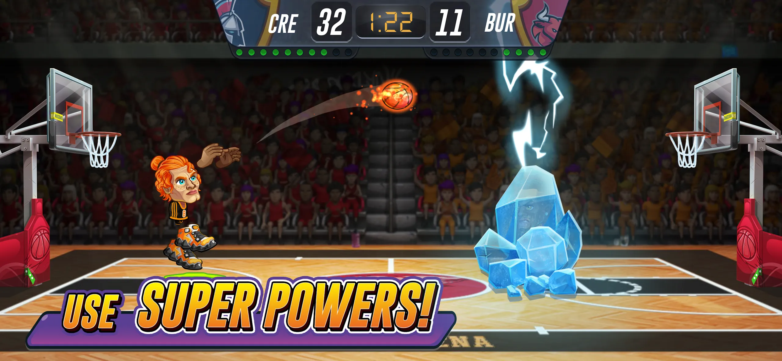 Basketball Arena v1.126.1 APK Мод (Меню, Мега Корзина, Заморозка противника) Screenshot 2