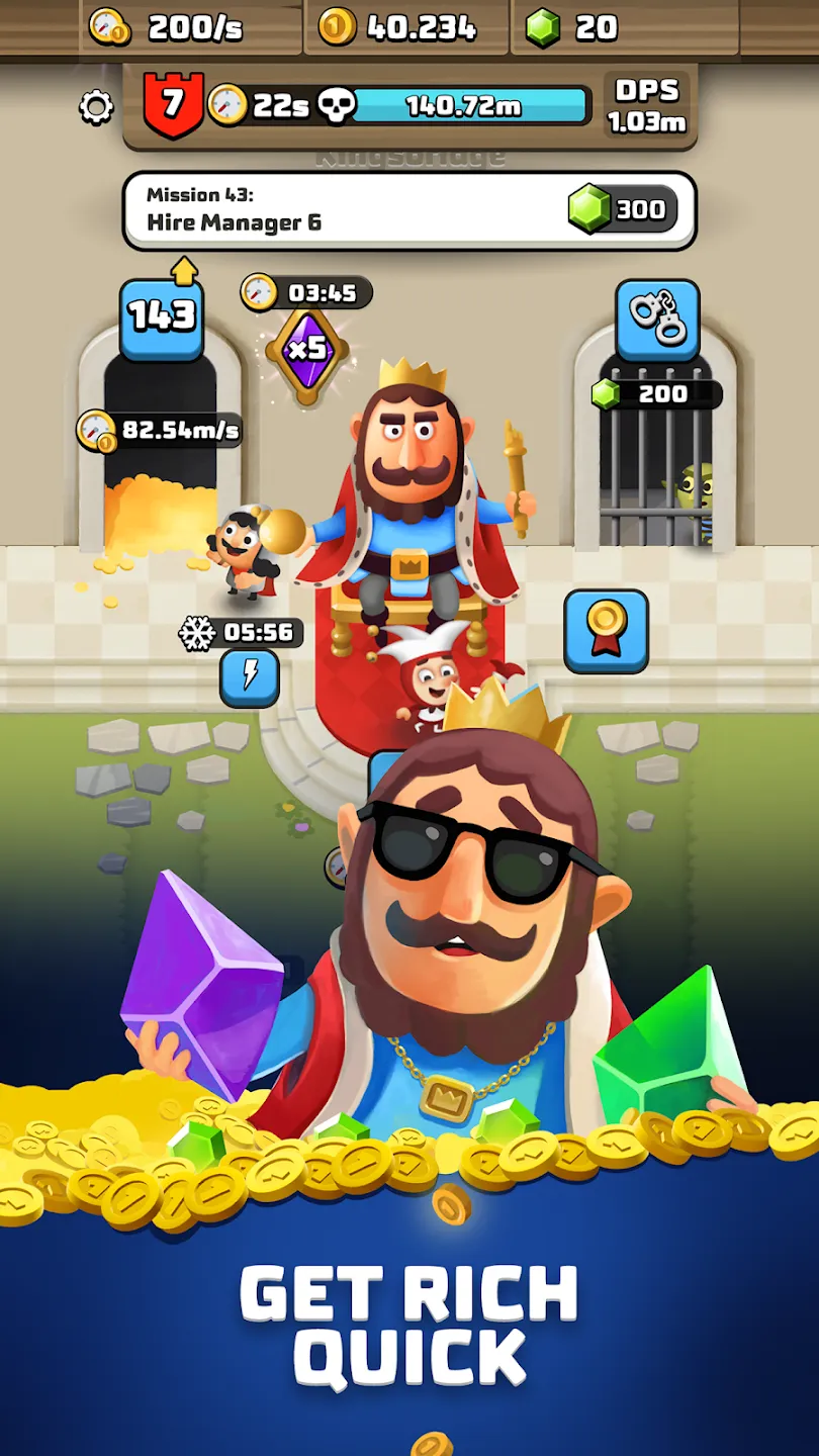 King Royale: Idle Tycoon v3.1.7.665 APK Мод (Меню, Много денег, Без рекламы) Screenshot 1