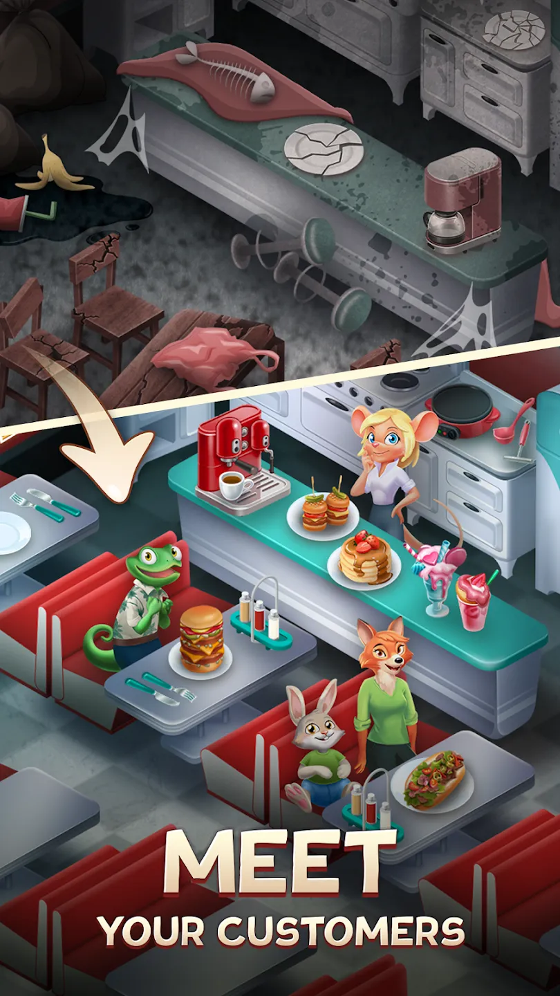 Merge Inn v8.1 APK Мод (Много денег) Screenshot 3 Merge Inn v8.1 APK Мод (Много денег) Screenshot 3