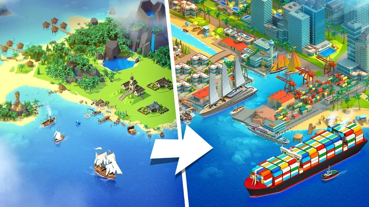 Sea Port: Стратегия с флотом [мод: много денег] Screenshot 1
