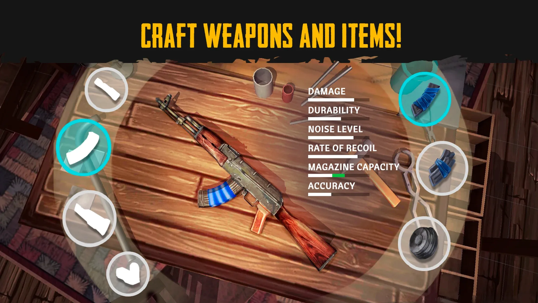 Live or Die: Zombie Survival v0.5.8 APK Мод (Меню, Бесплатный крафт, 1000 уровень, Золото) Screenshot 1