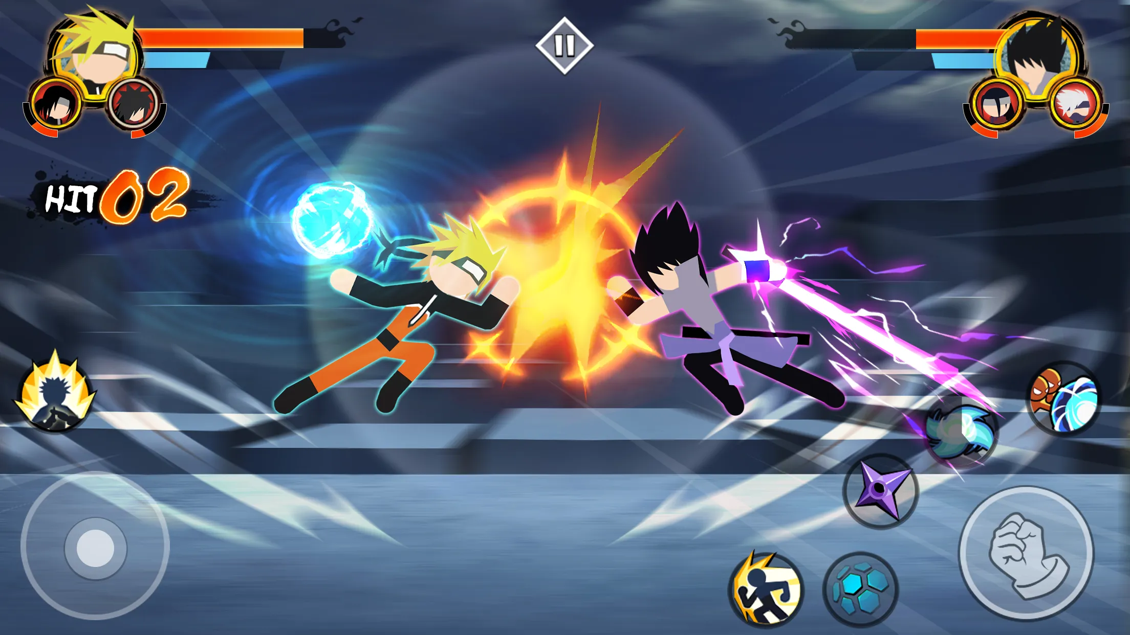 Stickman Ninja - 3v3 Battle Arena v7.3 APK Мод (Меню, Много денег, Скиллы без кулдауна) Screenshot 1