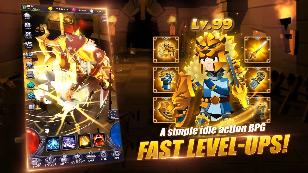AFK Dungeon v1.1.56 APK Мод (Меню, Много маны, Режим бога) Screenshot 1