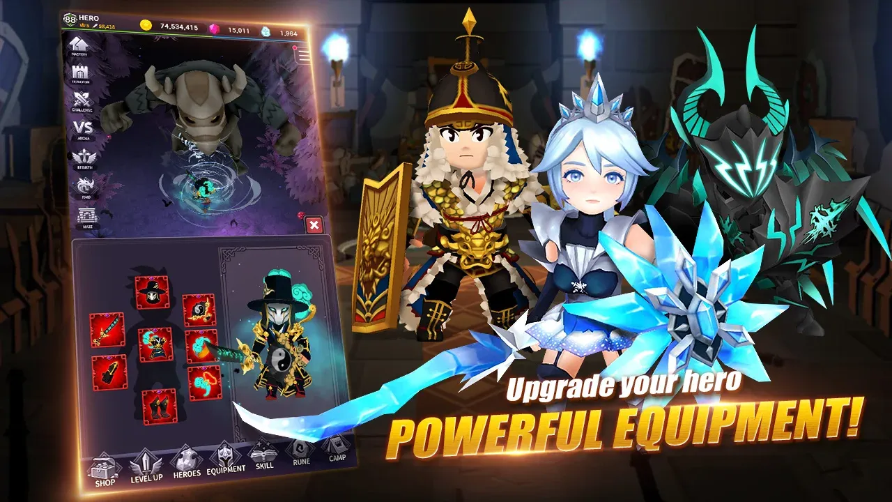 AFK Dungeon v1.1.56 APK Мод (Меню, Много маны, Режим бога) Screenshot 3