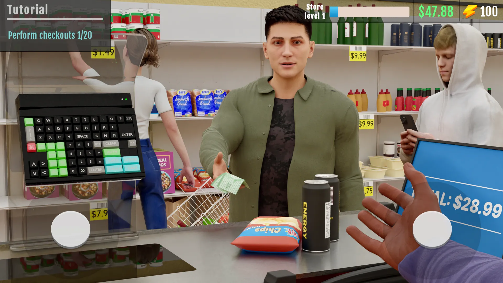 Supermarket Manager Simulator v1.2.8 APK Мод (Меню, Много денег и энергии) Screenshot 1